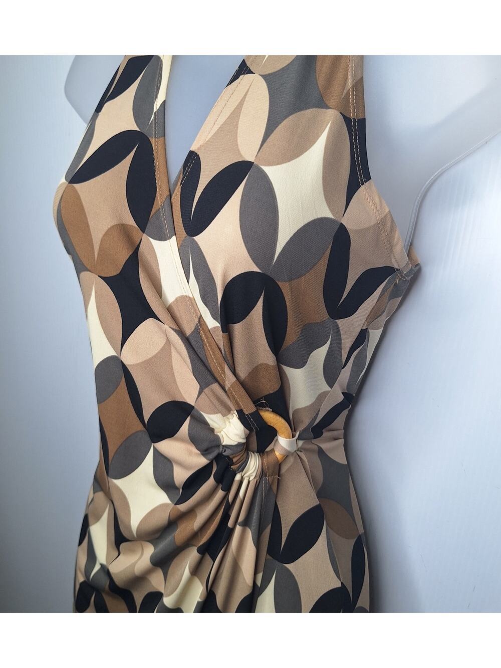 Vintage Y2K Halter Wrap Dress Jonathan Martin 6 O Ring Sleeveless Stretchy